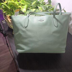 Coach Mint Green Leather Tote
